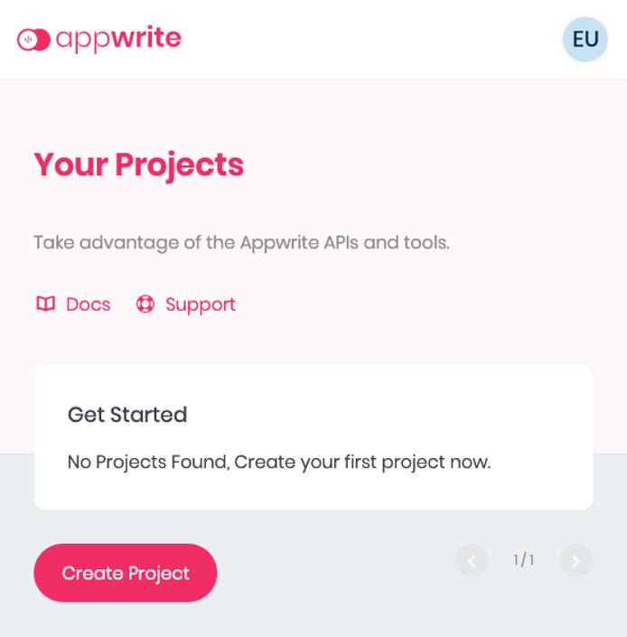 Appwrite dashboard