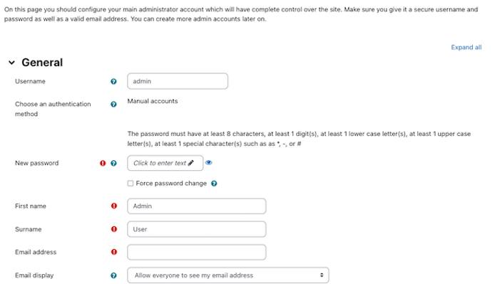 Add a Moodle administrator