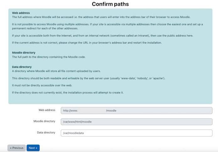 Enter the Moodle Path Information