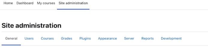 The Moodle Site Administration page