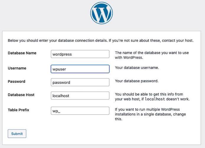 Enter the Database Information