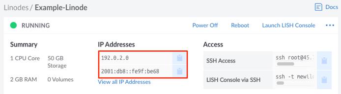 Summary section with the IP addresses highlighted