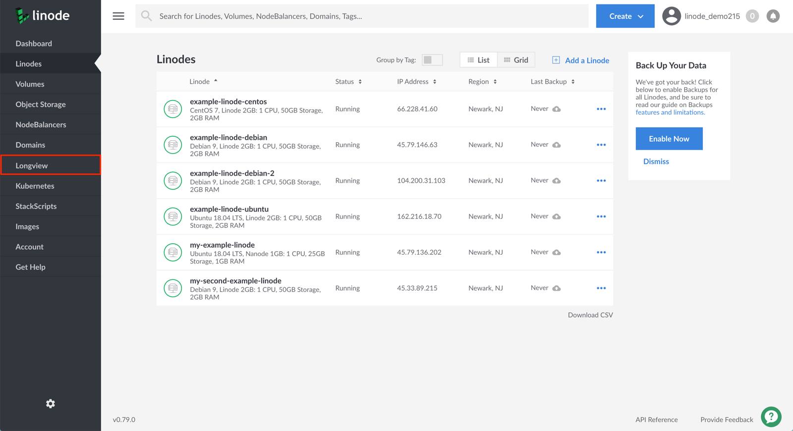 Access Longview in the Cloud Manager